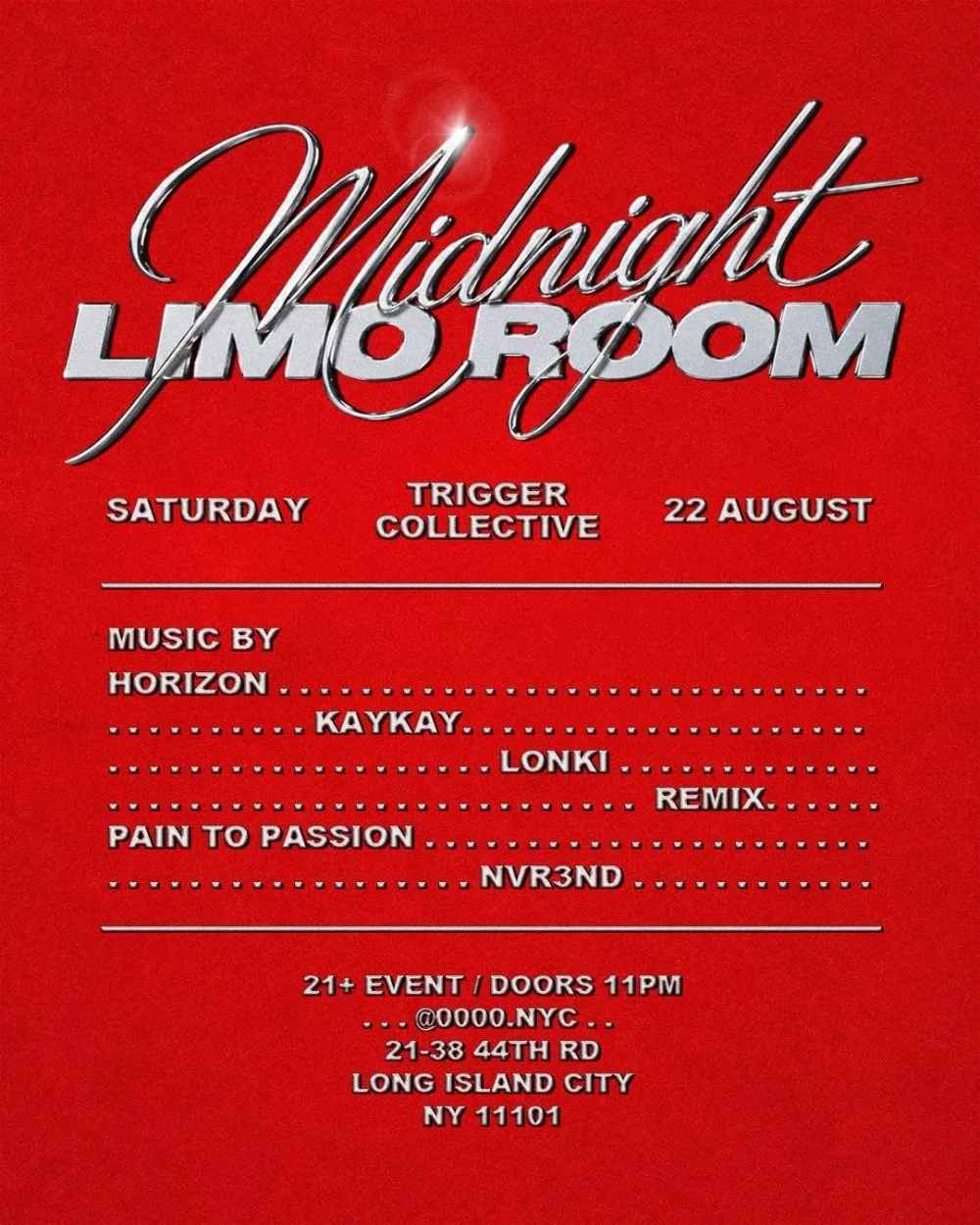 Trigger Collective - Limo Room 8/22 — event flyer