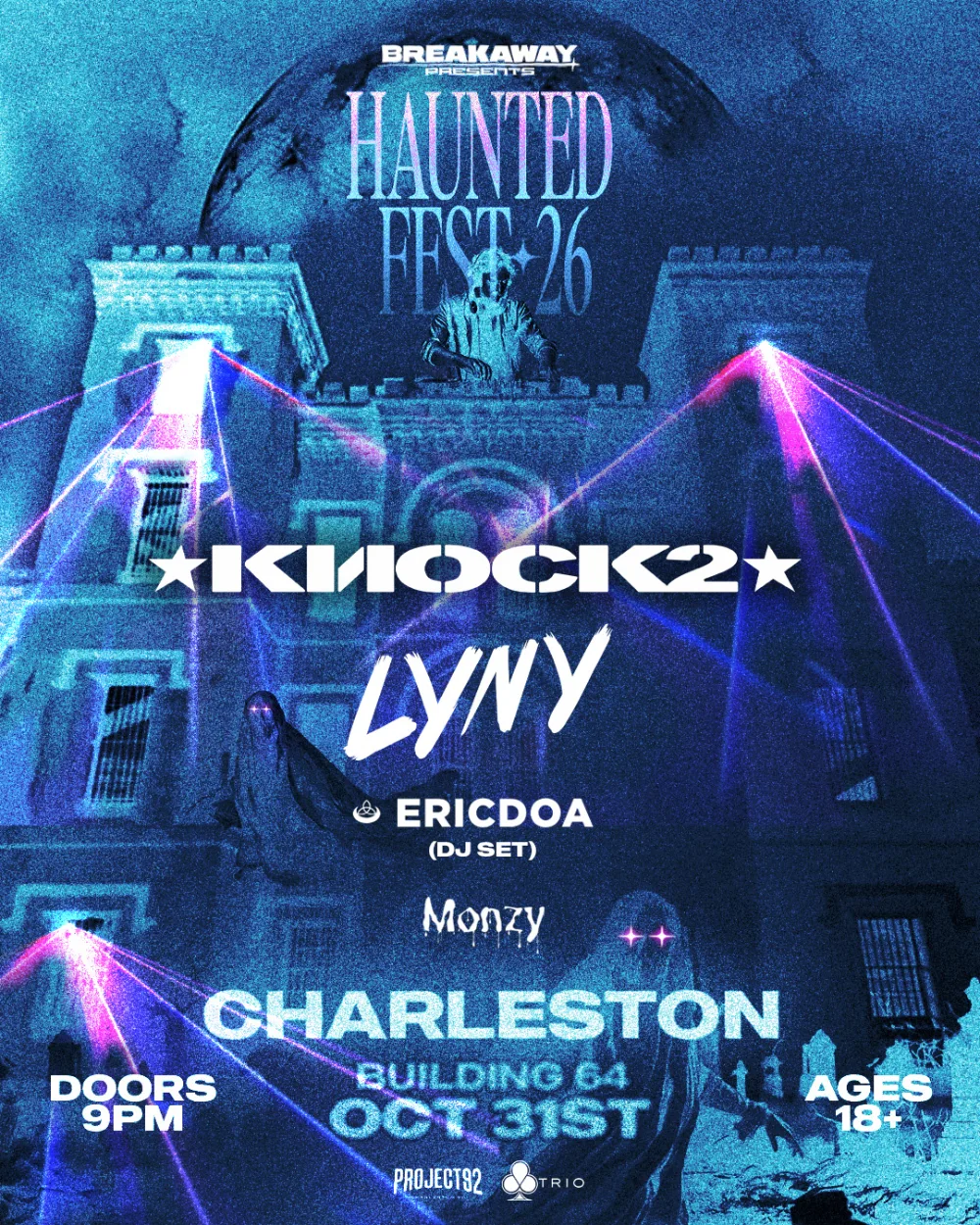 Knock2, LYNY, ericdoa, Monzy — event flyer