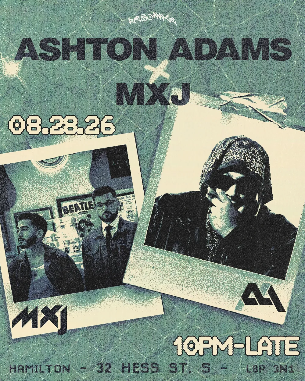 MXJ, Ashton Adams — event flyer