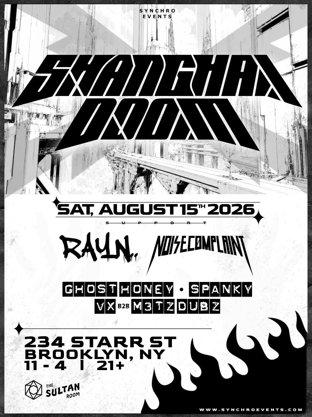 Shanghai Doom, Noize Complaint, Rayn — event flyer