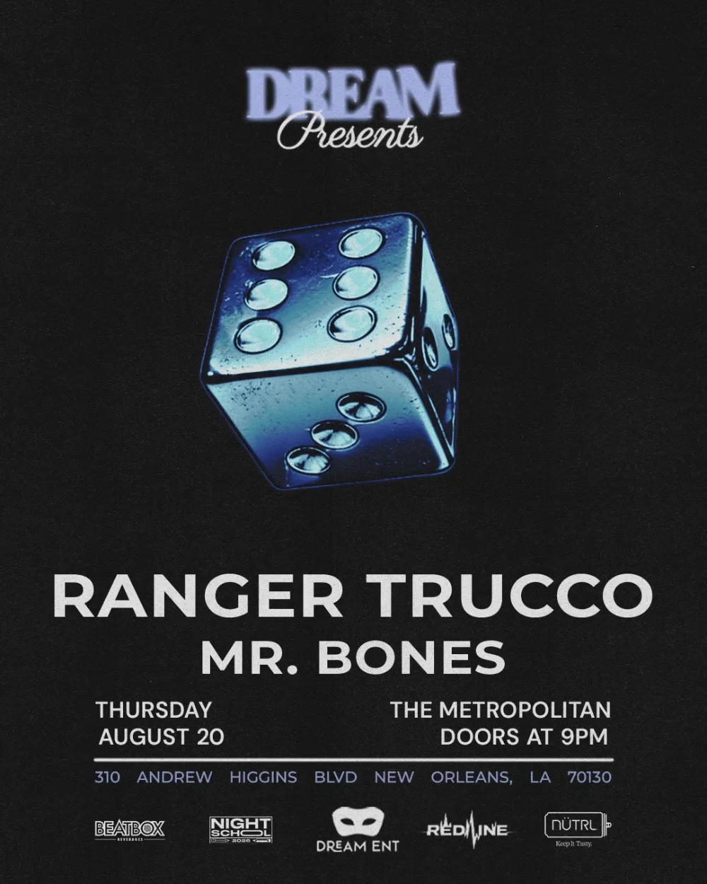 Ranger Trucco, Mr. Bones — event flyer