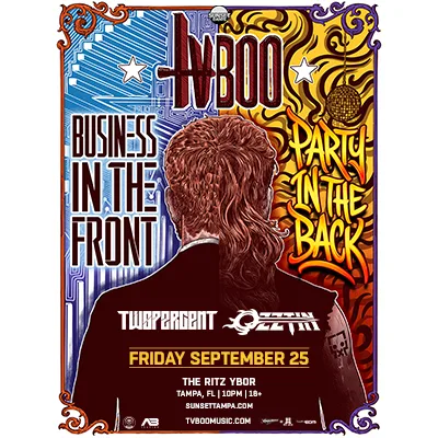 TVBOO, TWOPERCENT, Ozztin — event flyer