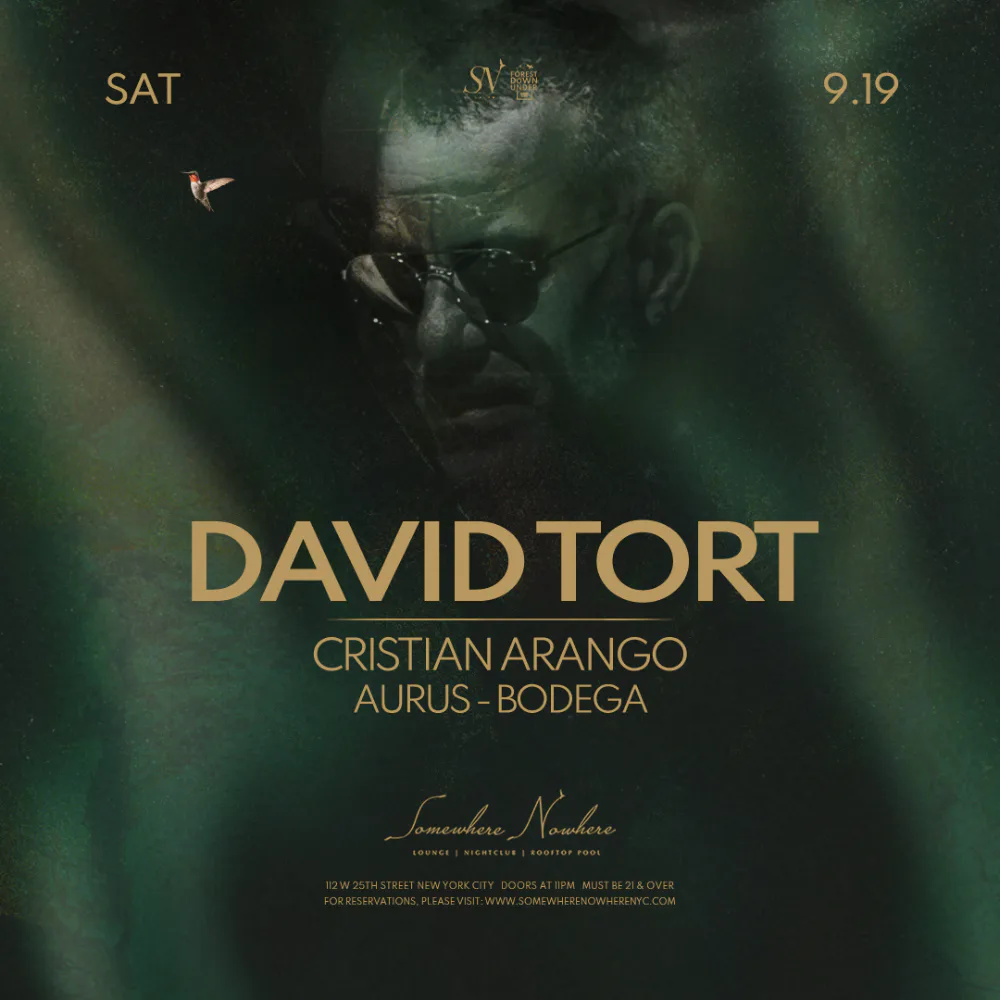 David Tort, Cristian Arango, Aurus, Bodega — event flyer