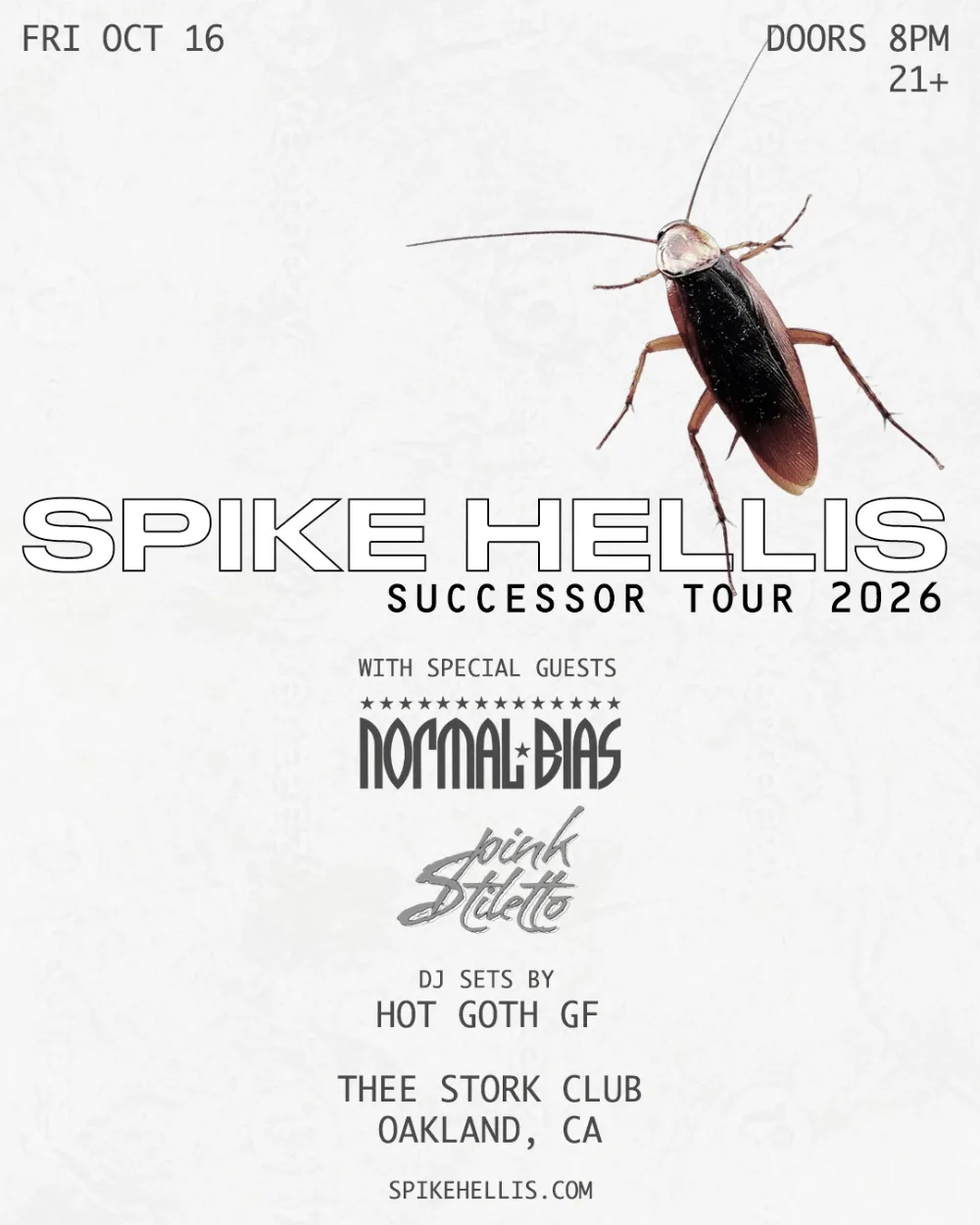 Spike Hellis, Normal Bias, Pink Stiletto, Hot Goth GF — event flyer