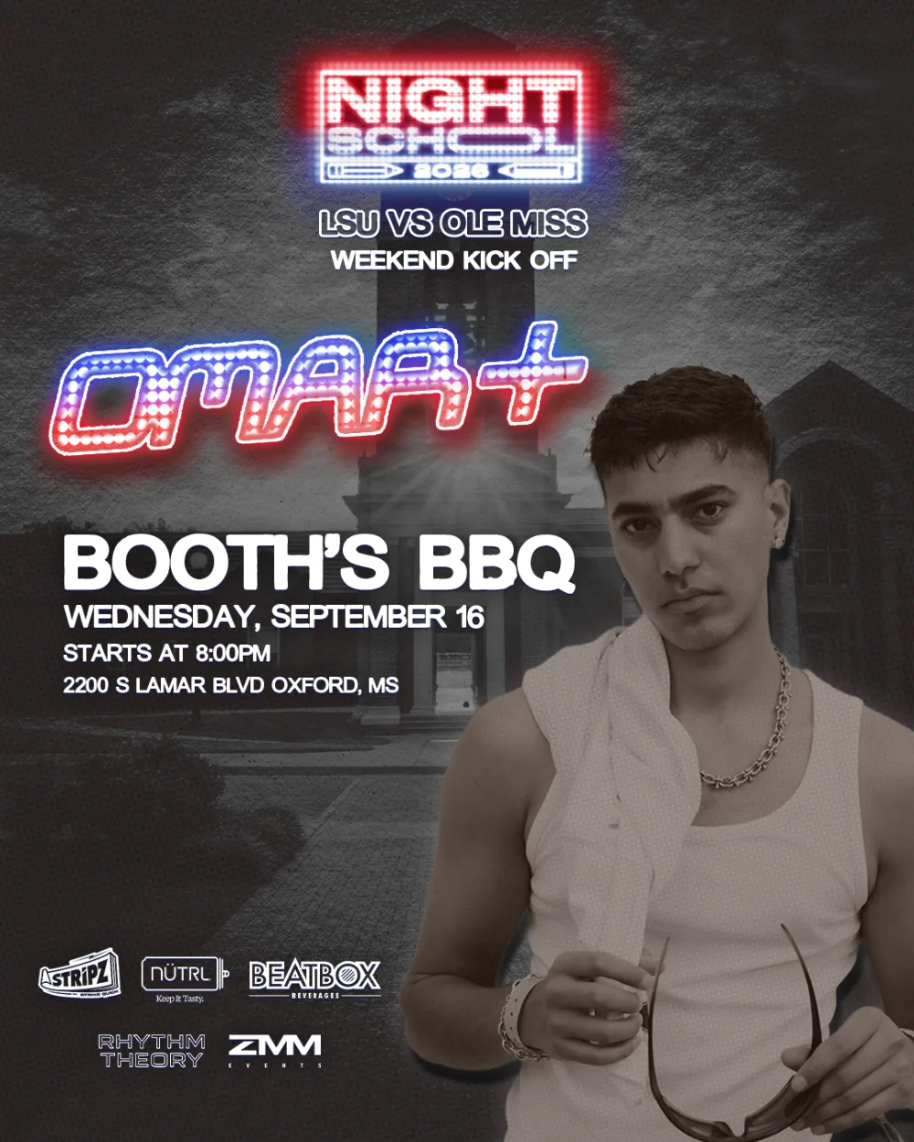 Omar+ — event flyer