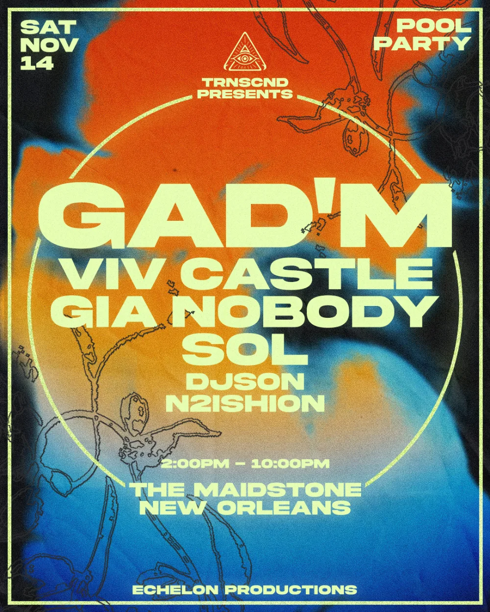 Gad'M Pool Party — event flyer