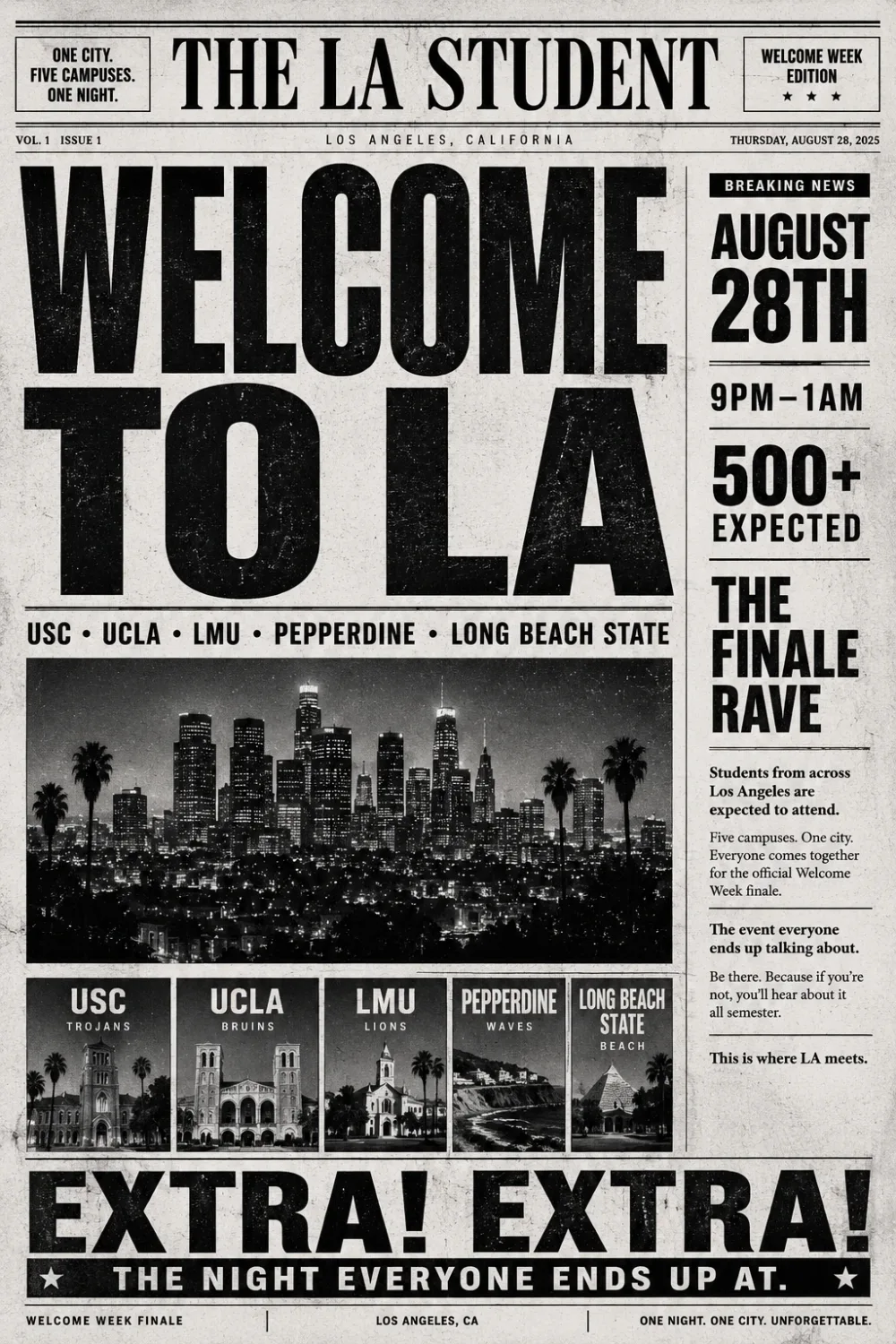 LA Welcome Week Rave — event flyer