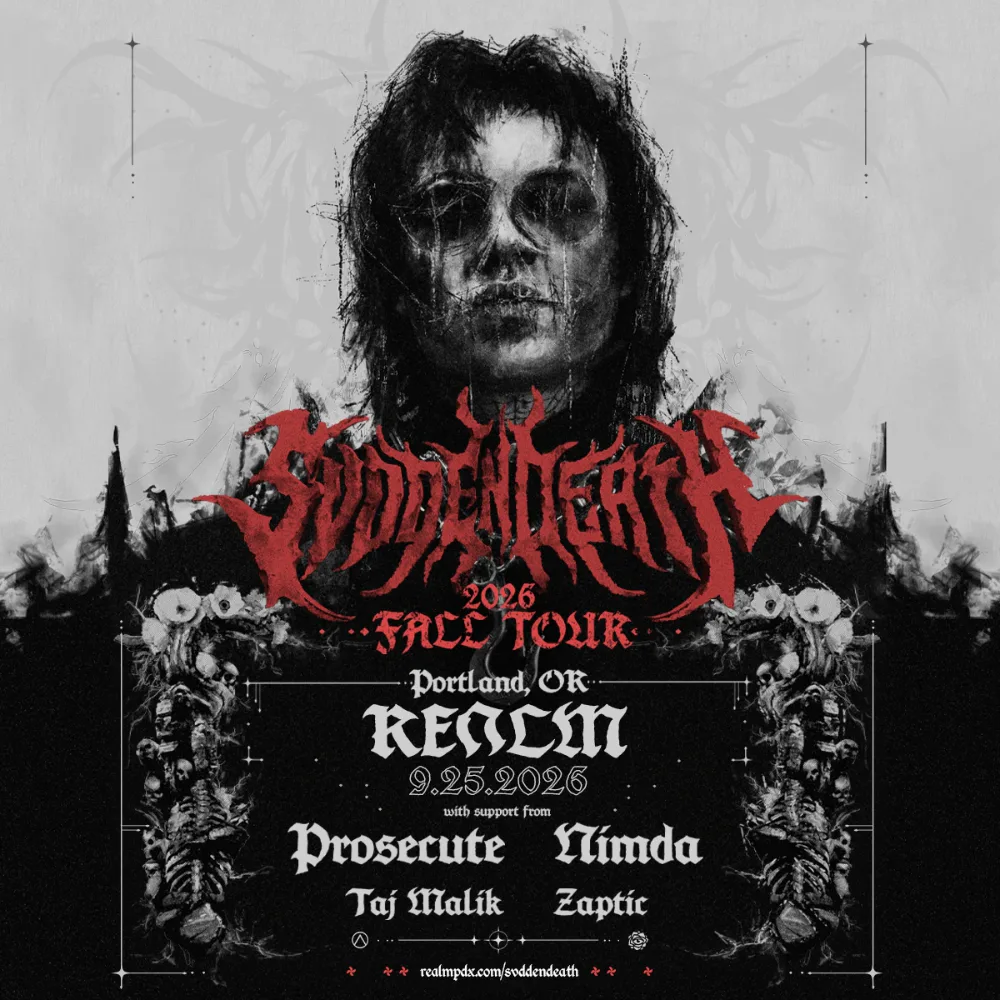 SVDDEN DEATH, Nimda, PROSECUTE — event flyer