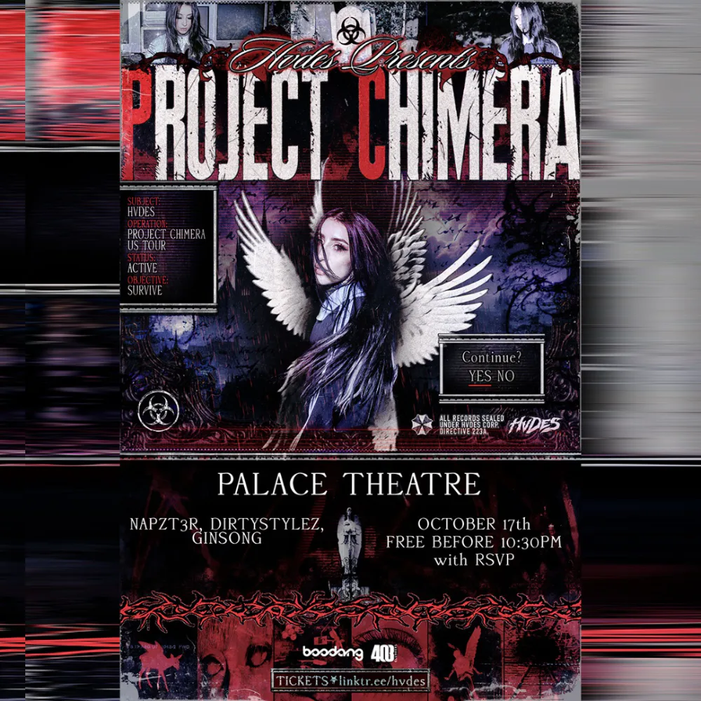HVDES, Napzt3r, DirtyStylez, Ginsong — event flyer