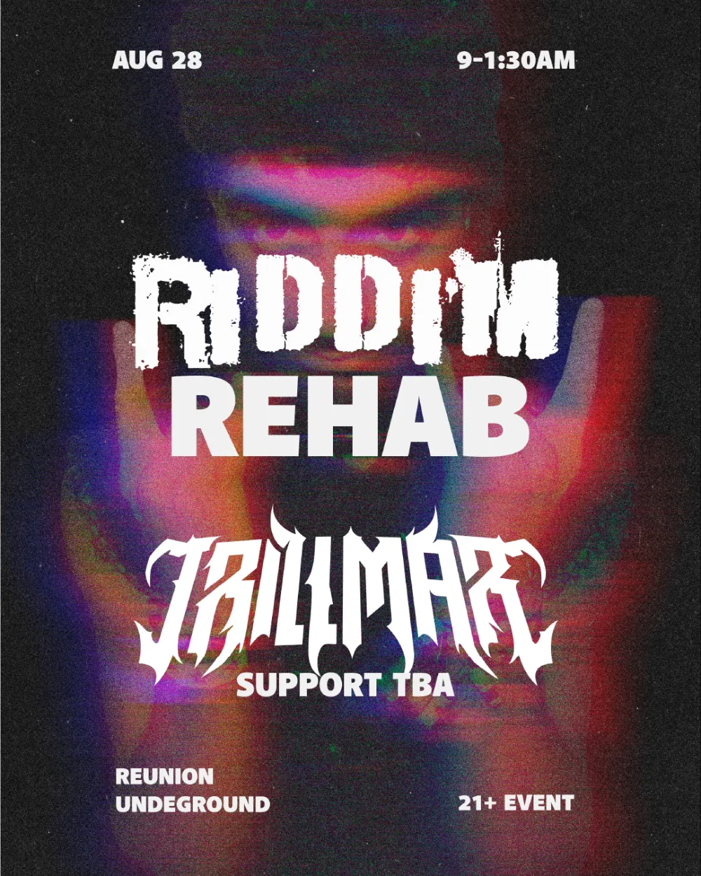 RIDDIM REHAB — event flyer