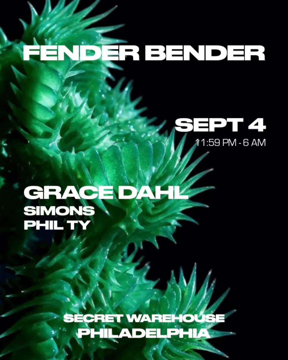 FENDER BENDER — event flyer