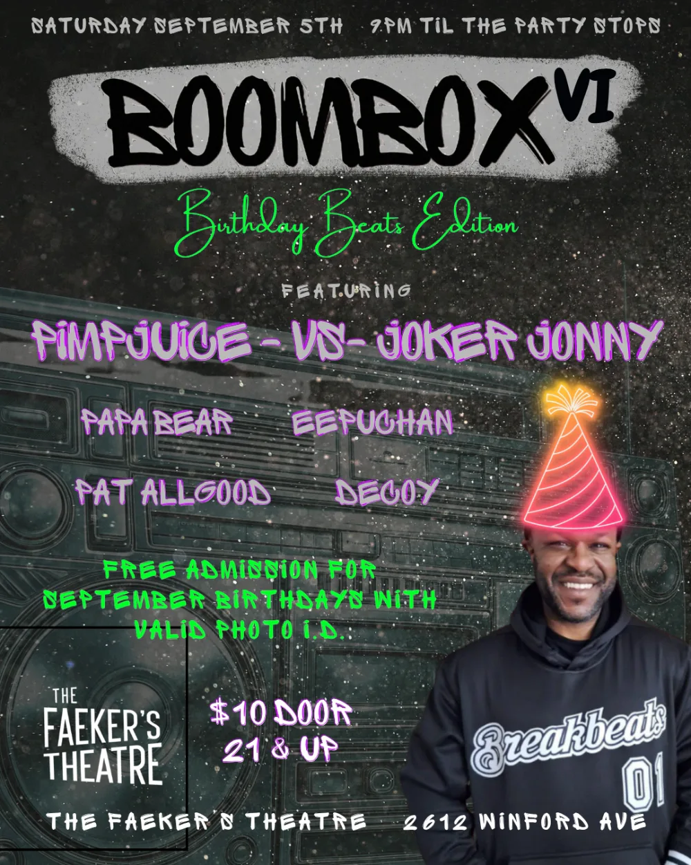 BoomBox VI - Birthday Beats Edition — event flyer