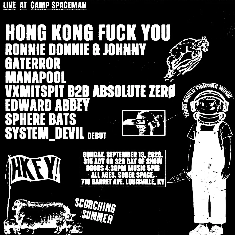 Hong Kong Fuck You, Gaterror, MANAPOOL, Vxmitspit, ABSOLUTE ZERØ — event flyer