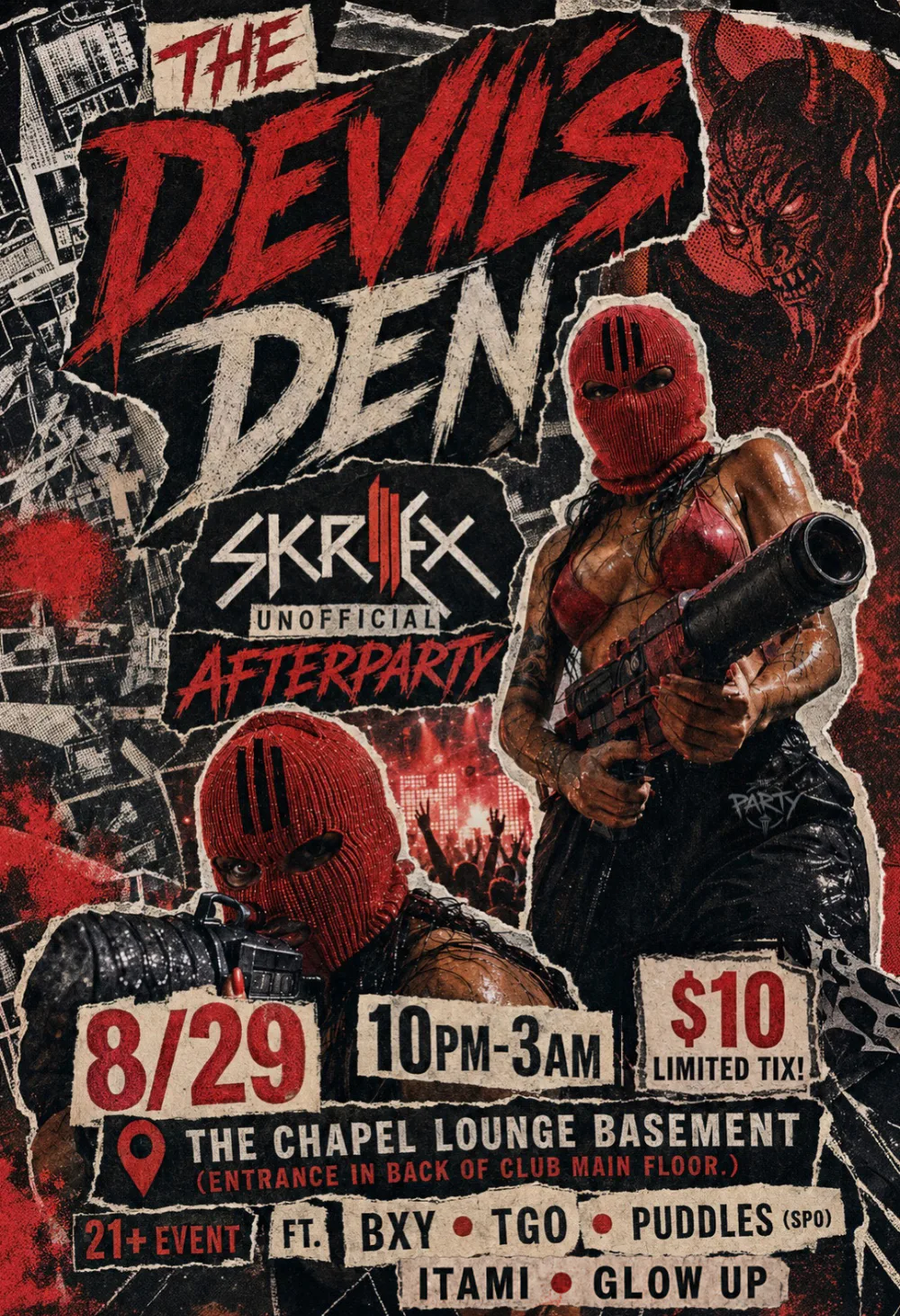 Devils Den - Skrillex Unofficial afterparty — event flyer