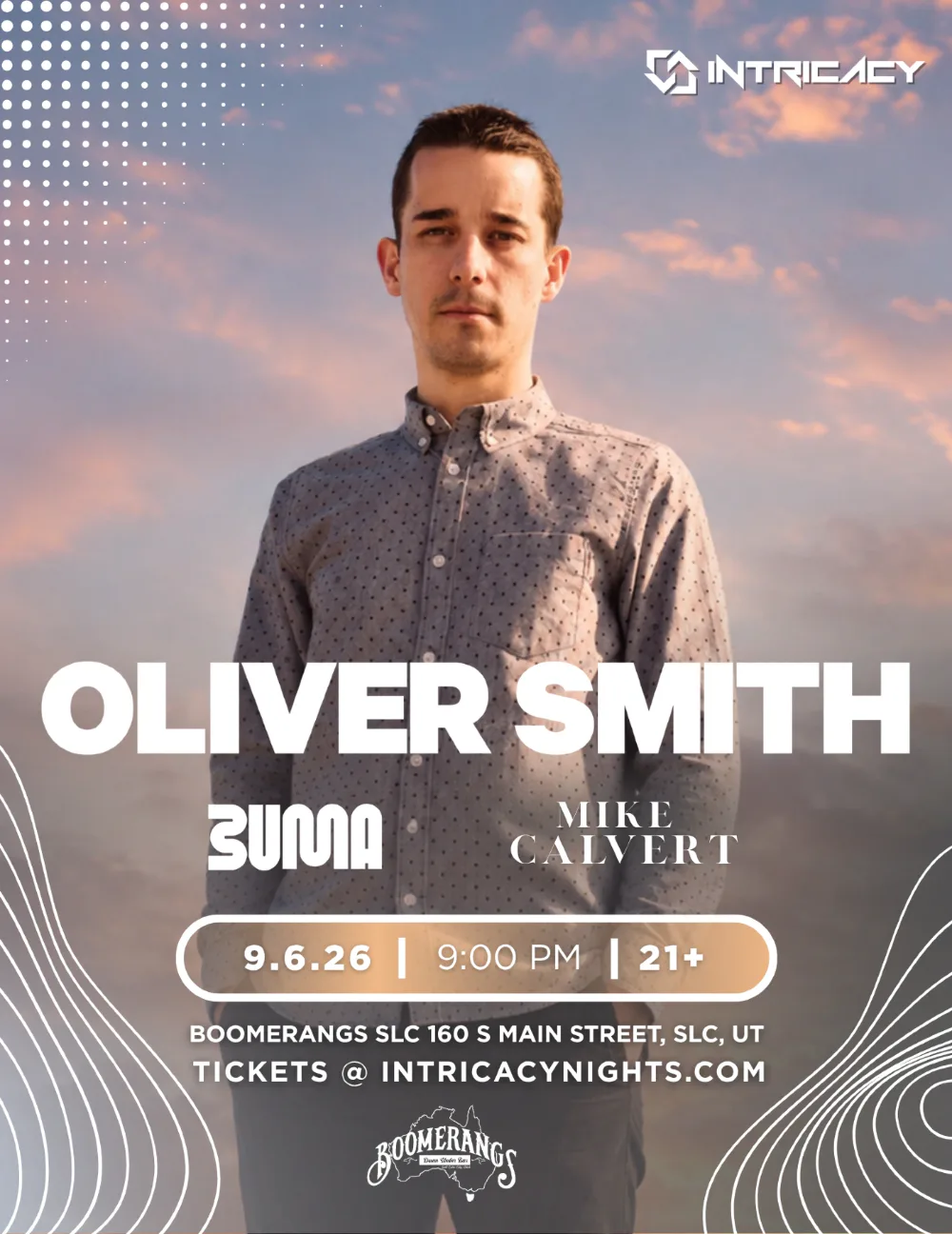Oliver Smith, DJ Buma, mike calvert — event flyer