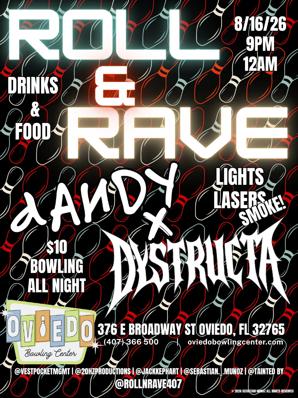 Roll N Rave Bowling — event flyer