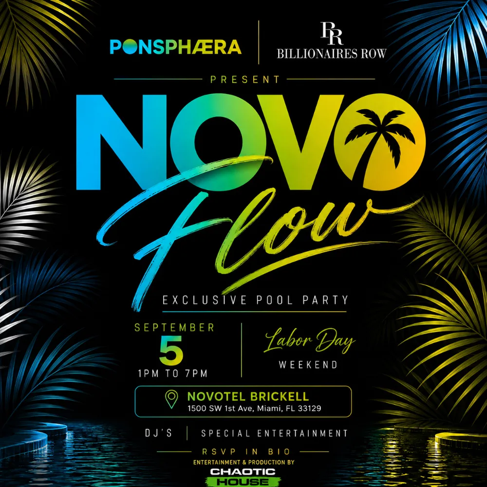 Novo Flow Pool Party — event flyer