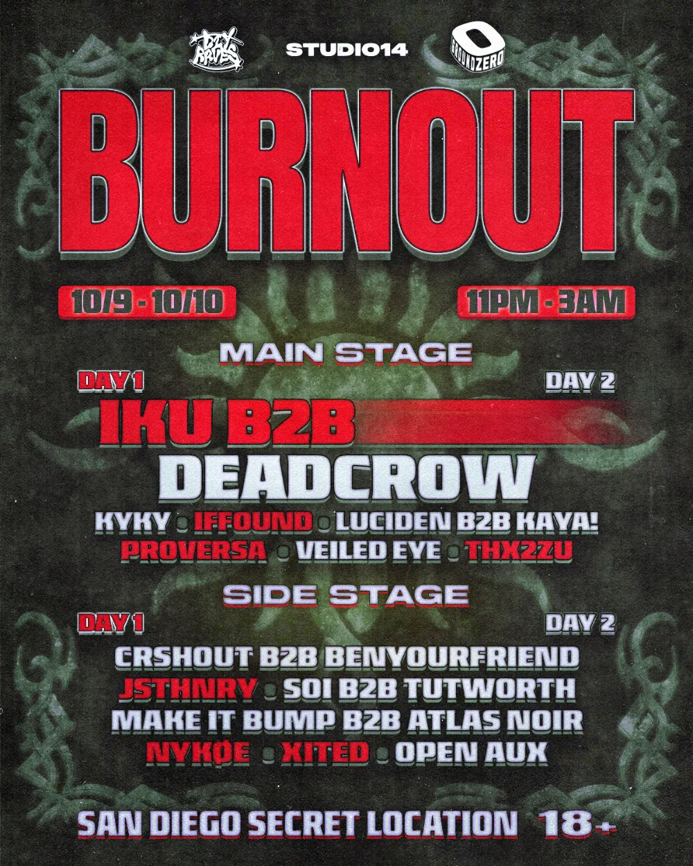 BURNOUT - UNOFFICIAL NITEHARTS AFTERS — event flyer