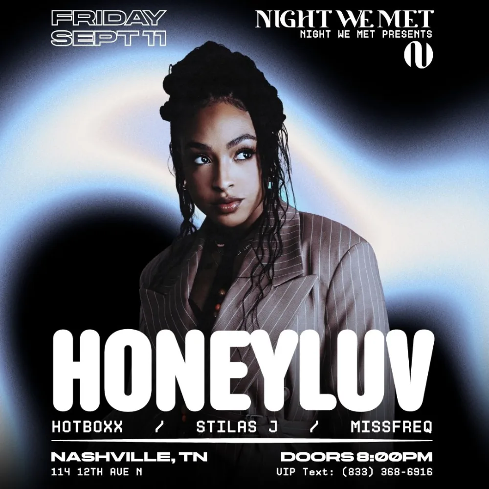 HoneyLuv, Hotboxx, Stilas J, MissFreq — event flyer