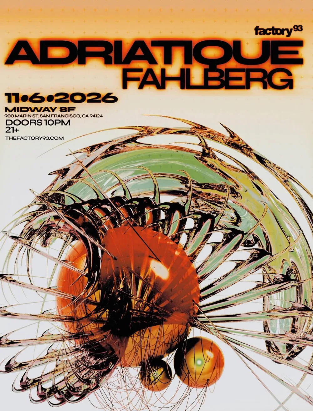 Adriatique, Fahlberg — event flyer