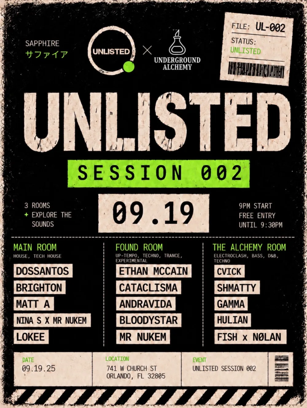 UNLISTED Sessions:Nina S,Mr Nukem,MATT A,Brighton Gibbs,Dossantos,Lokee,CATACLISMA,Andravida,Bl00dystar,Ethan McCain