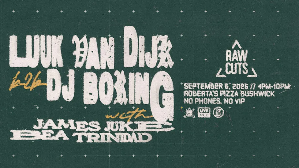 Luuk Van Dijk, DJ Boring, James Juke, Bea Trinidad — event flyer
