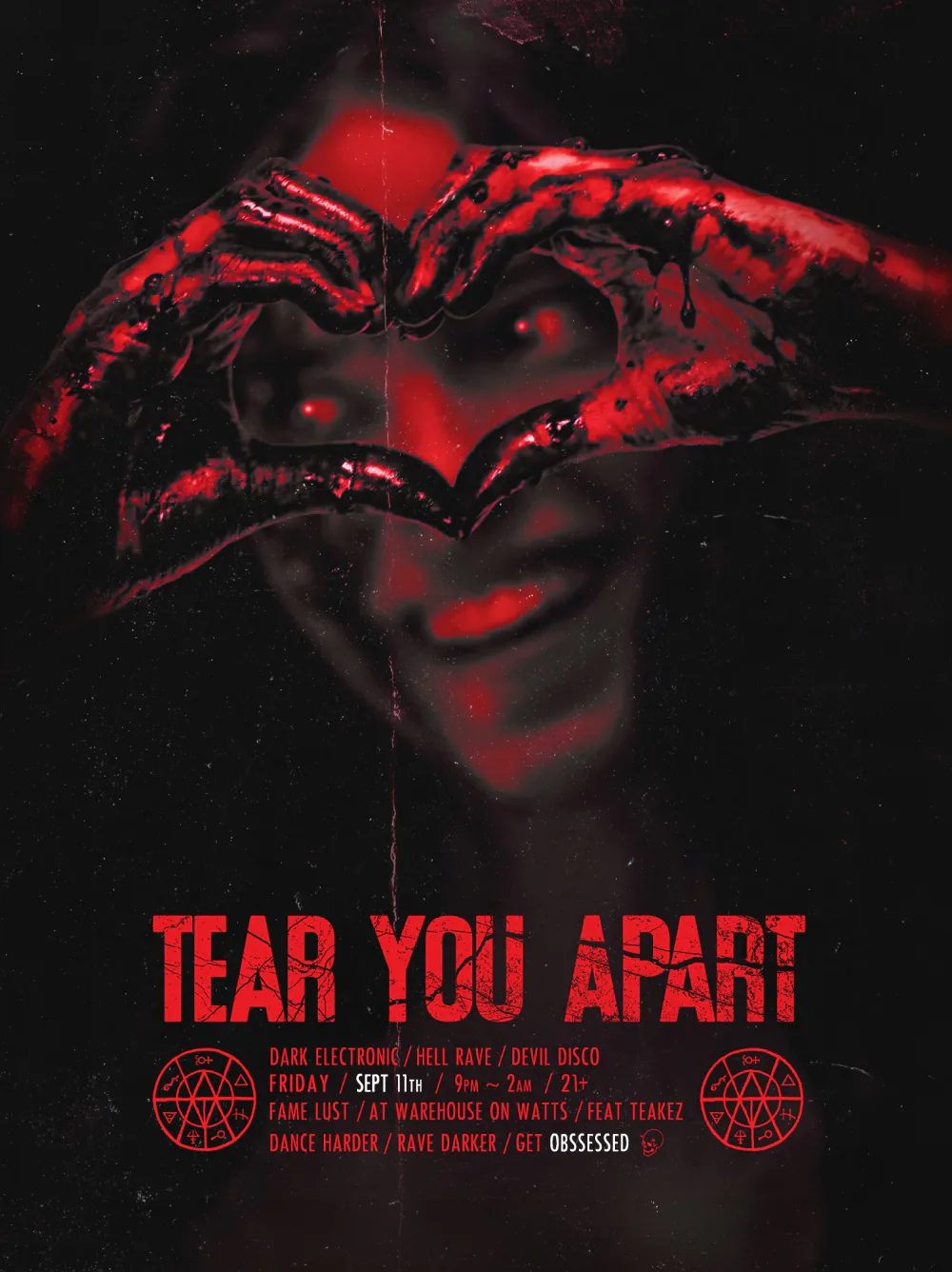 TEAR ❌YOU❌ APART (Dark Electronic / Hell Rave / Devil Disco) — event flyer