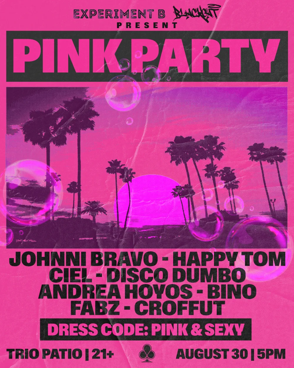 Blackcat x Experiment B - Pink Party — event flyer