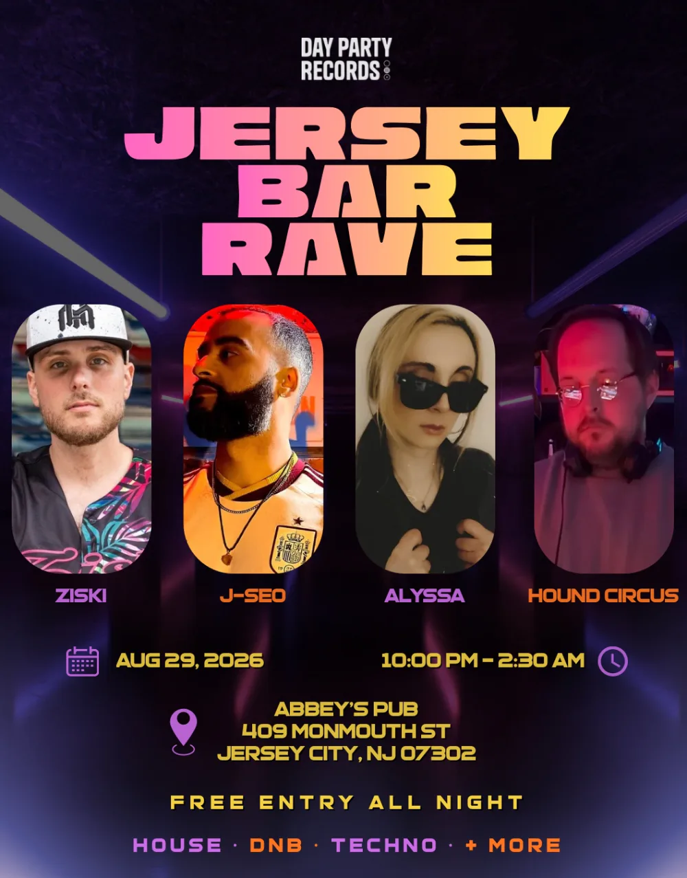 Day Party Records - Jersey Bar Rave — event flyer