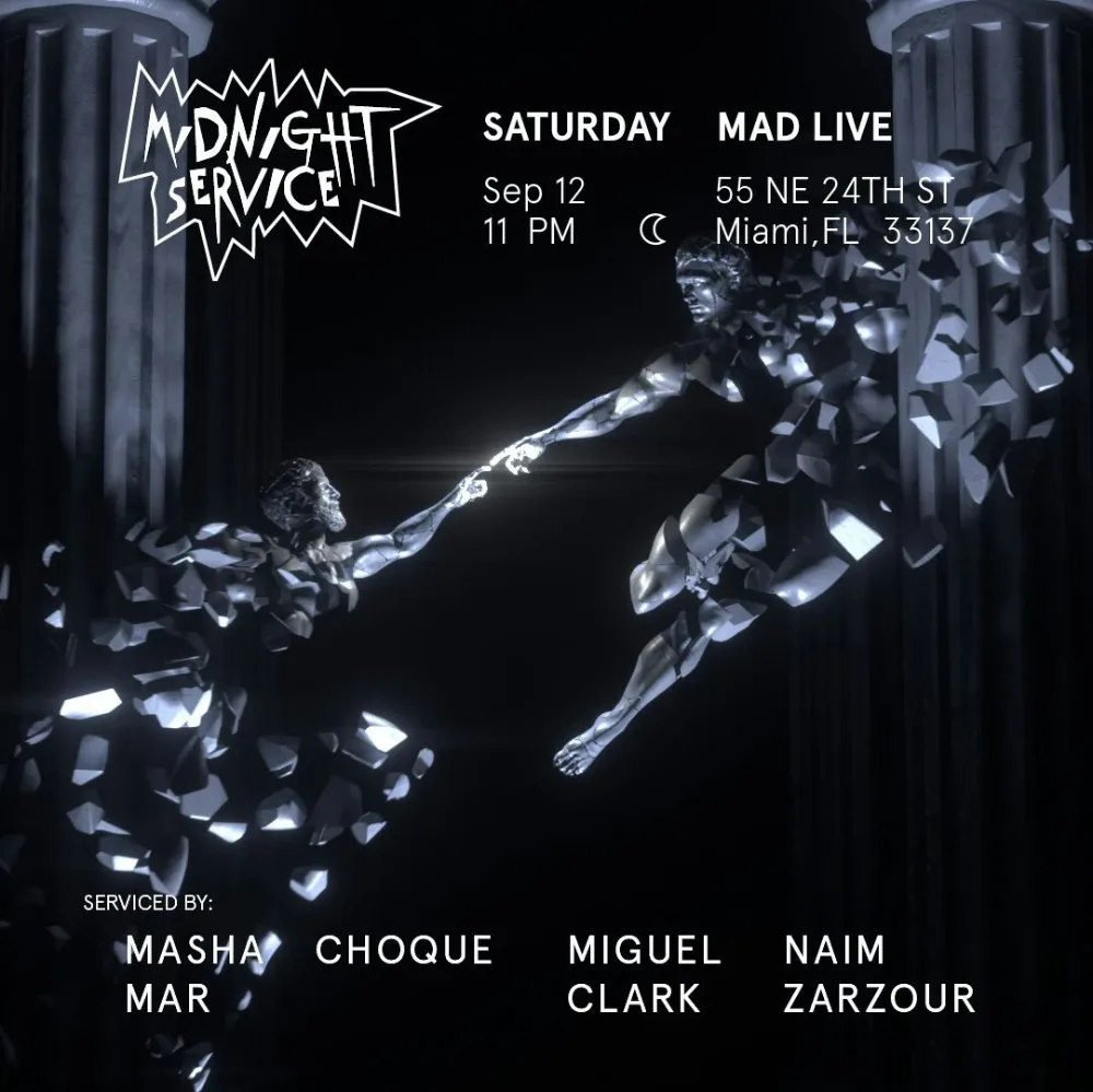 Naim Zarzour, Miguel Clark, Choque, Masha Mar — event flyer