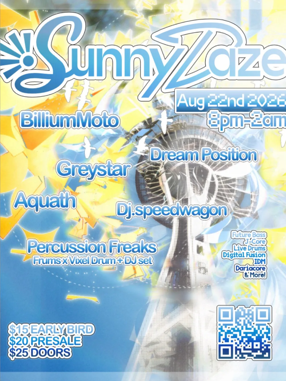 Event flyer for Sunny Daze