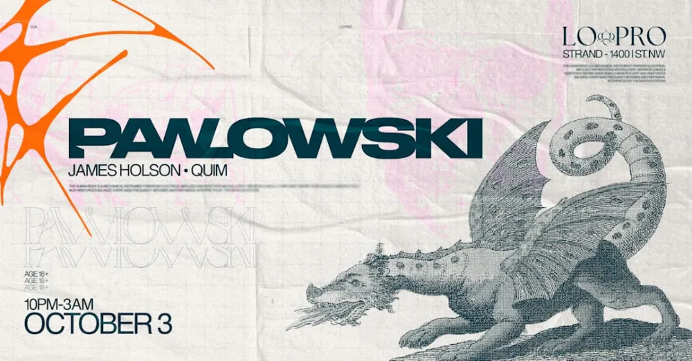 Pawlowski, James Holson, Quim — event flyer