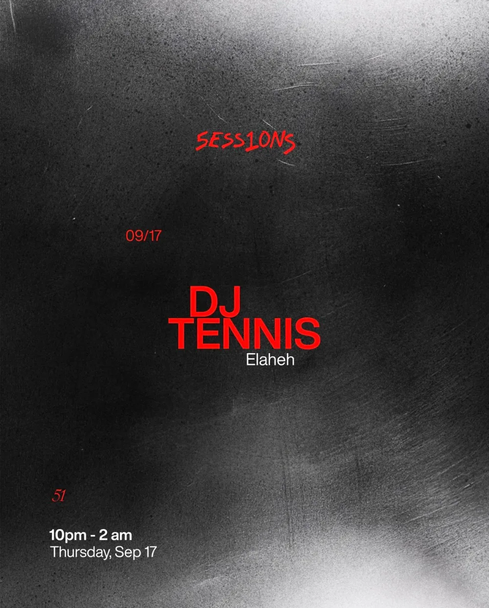 DJ Tennis — event flyer