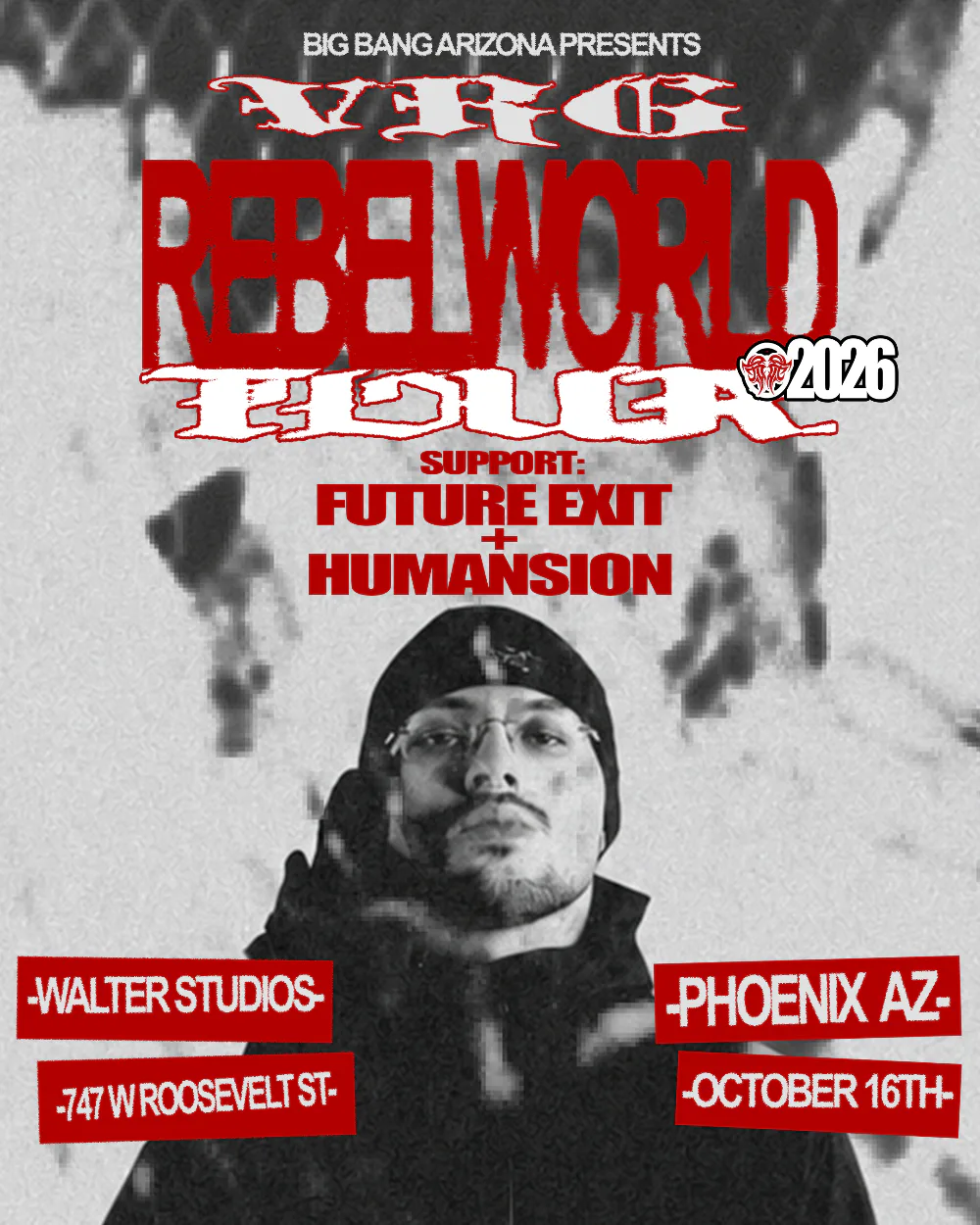 Rebelworld Tour — event flyer