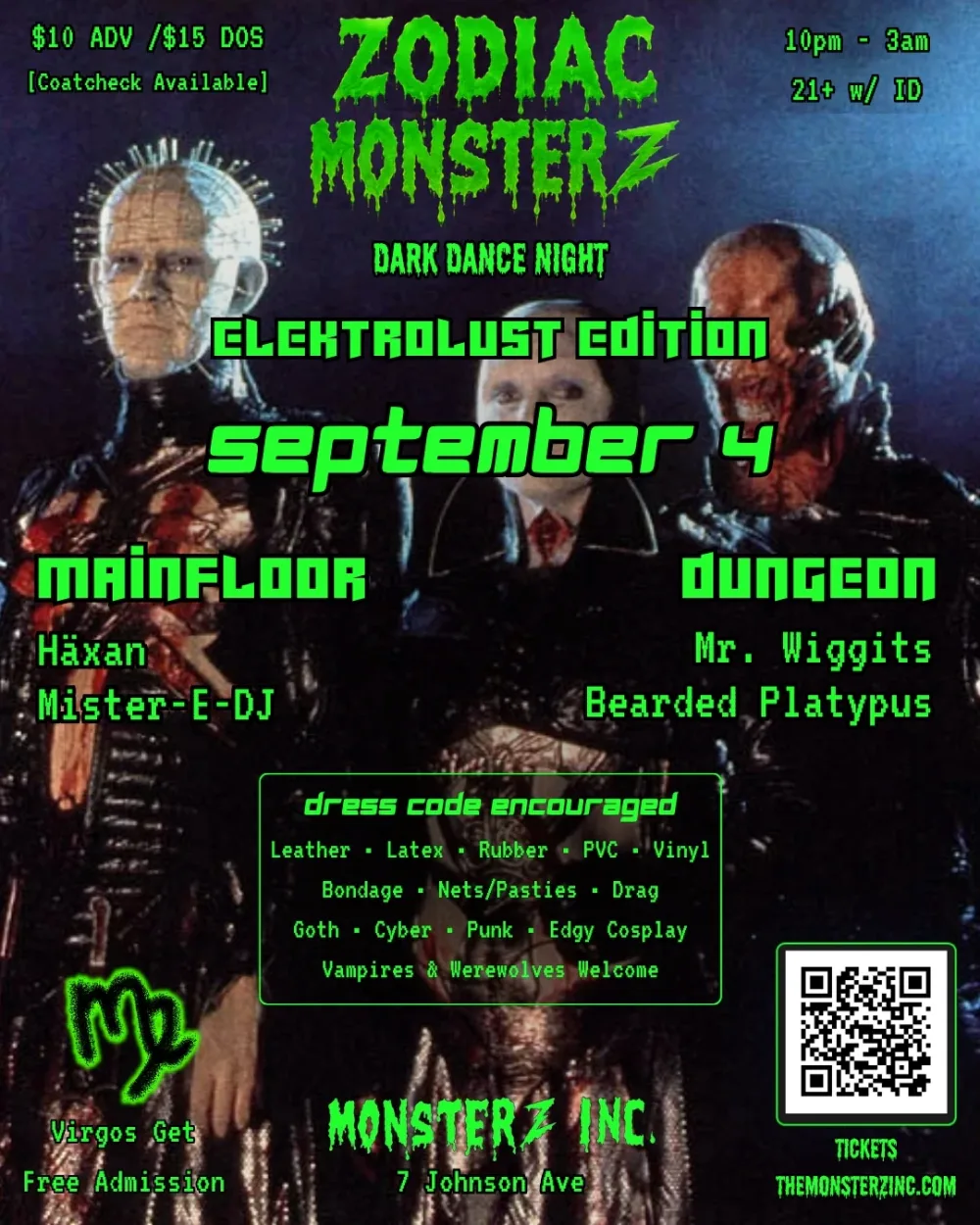 Monsterz Inc Presents - Zodiac Monsterz — event flyer