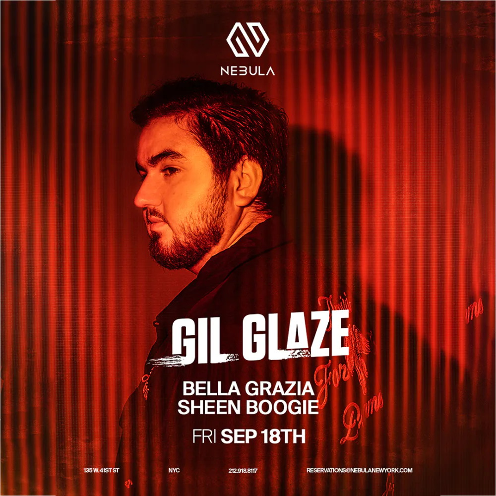 Gil Glaze, Bella Grazia, Sheen Boogie — event flyer