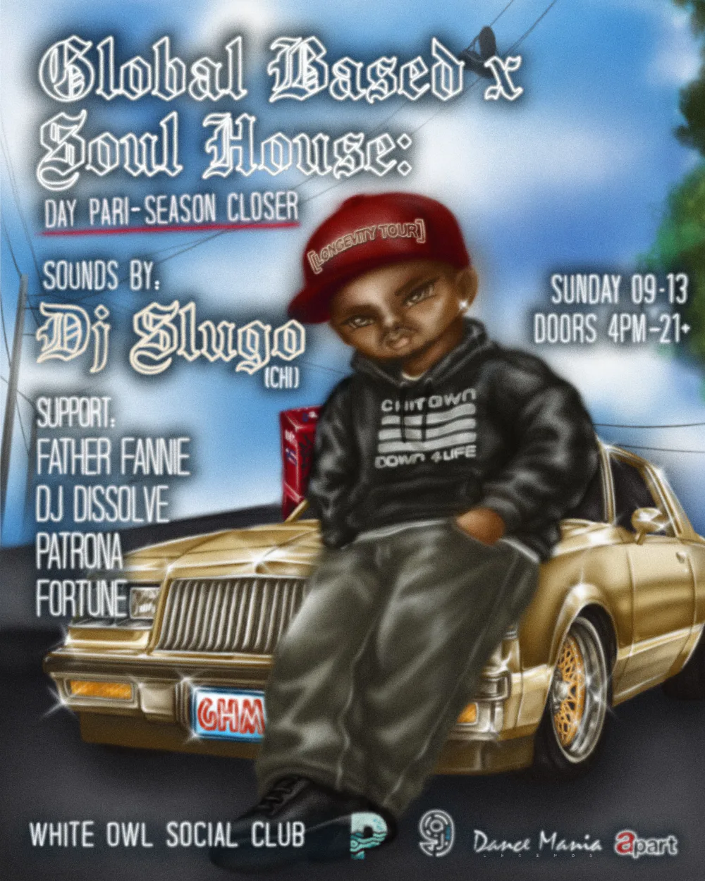 Event flyer for Global Based X Soul House — Day Party