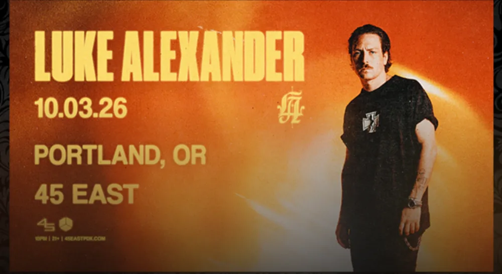 Event flyer for Luke Alexander