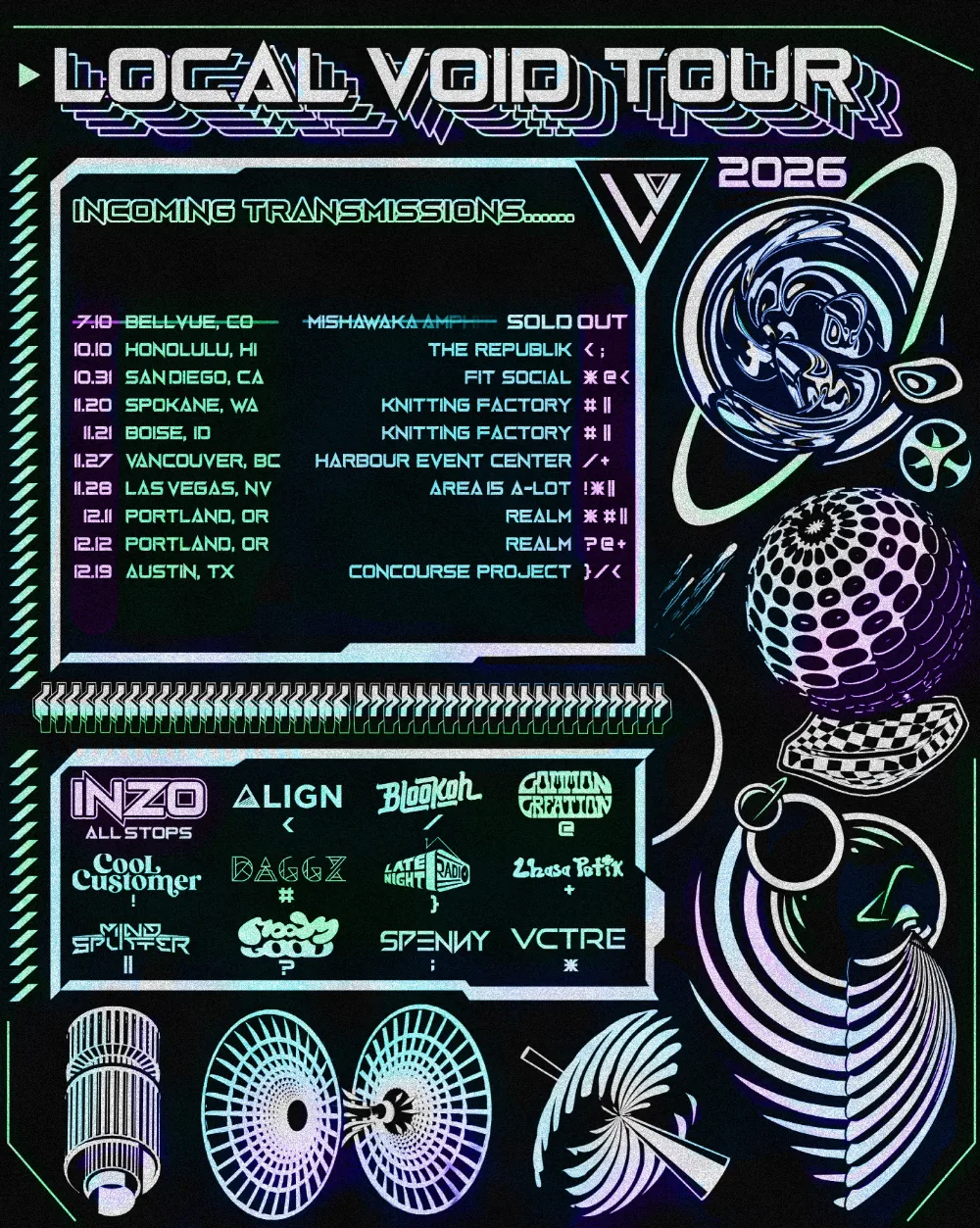 INZO, Late Night Radio, Blookah, ALIGN — event flyer