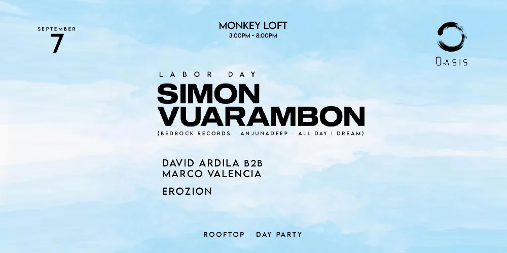 Event flyer for Simon Vuarambon