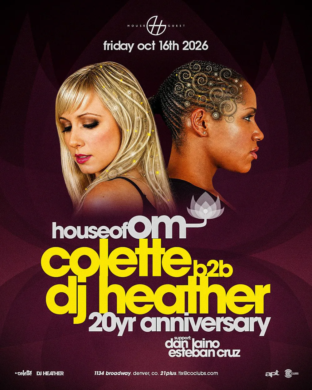 Colette, DJ Heather — event flyer