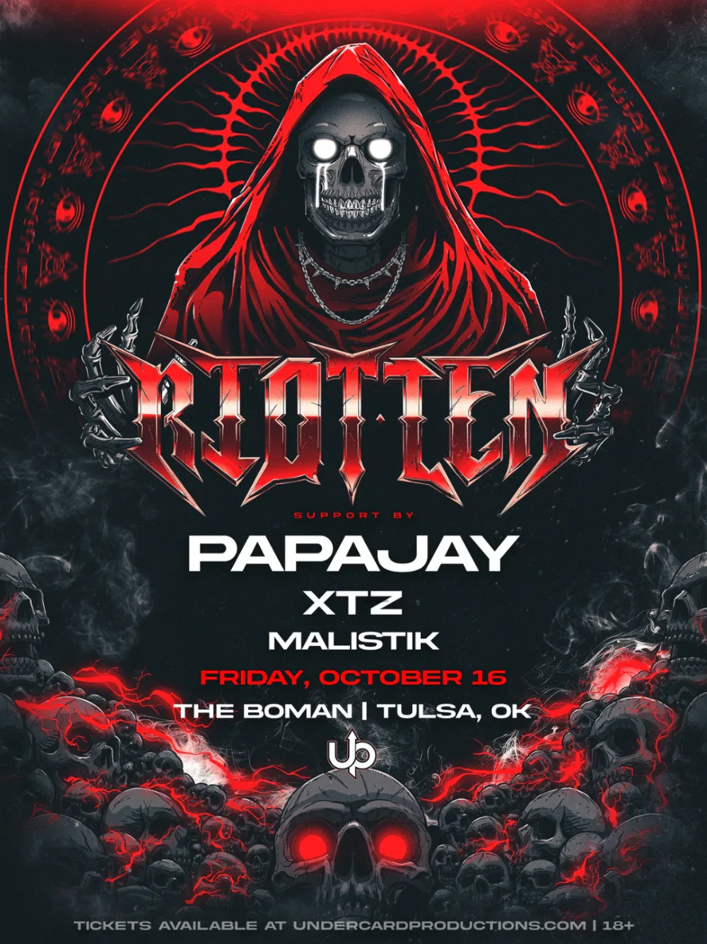 Riot Ten, PapaJay, XTZ, Malistik — event flyer