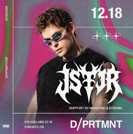 JSTJR, Manzone & Strong — event flyer