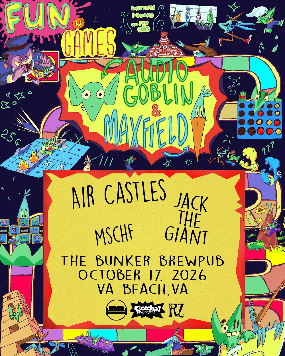 Audio Goblin, Maxfield, Air Castles, Jack The Giant, MSCHF — event flyer