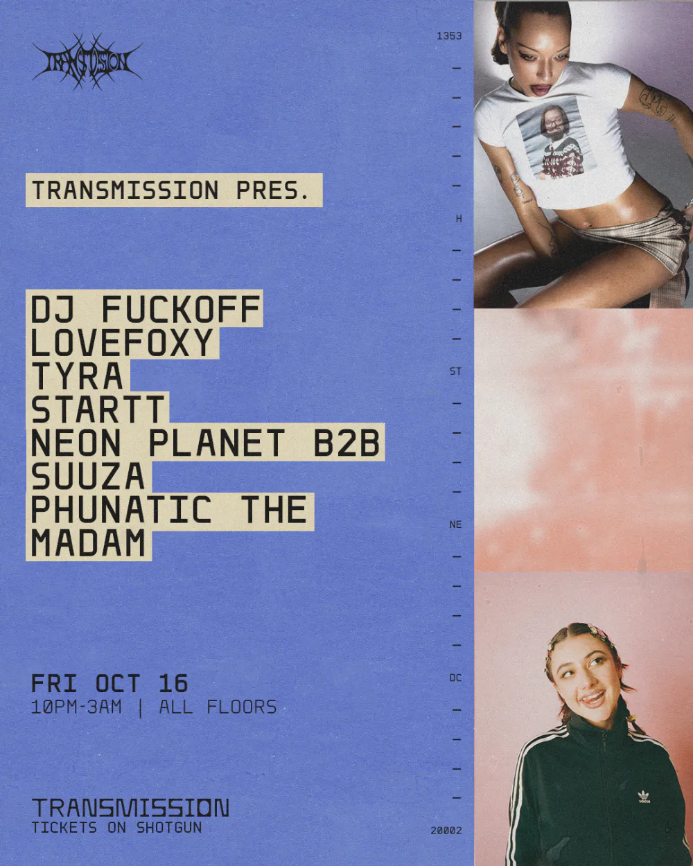 DJ FuckOFF, Lovefoxy, Chaseonaux — event flyer
