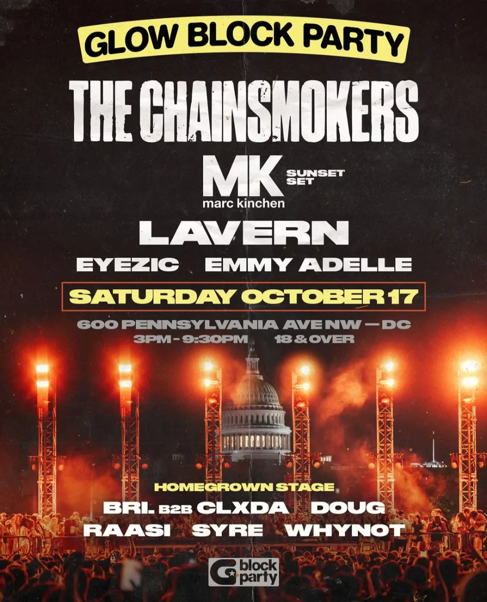 GLOW BLOCK PARTY — event flyer