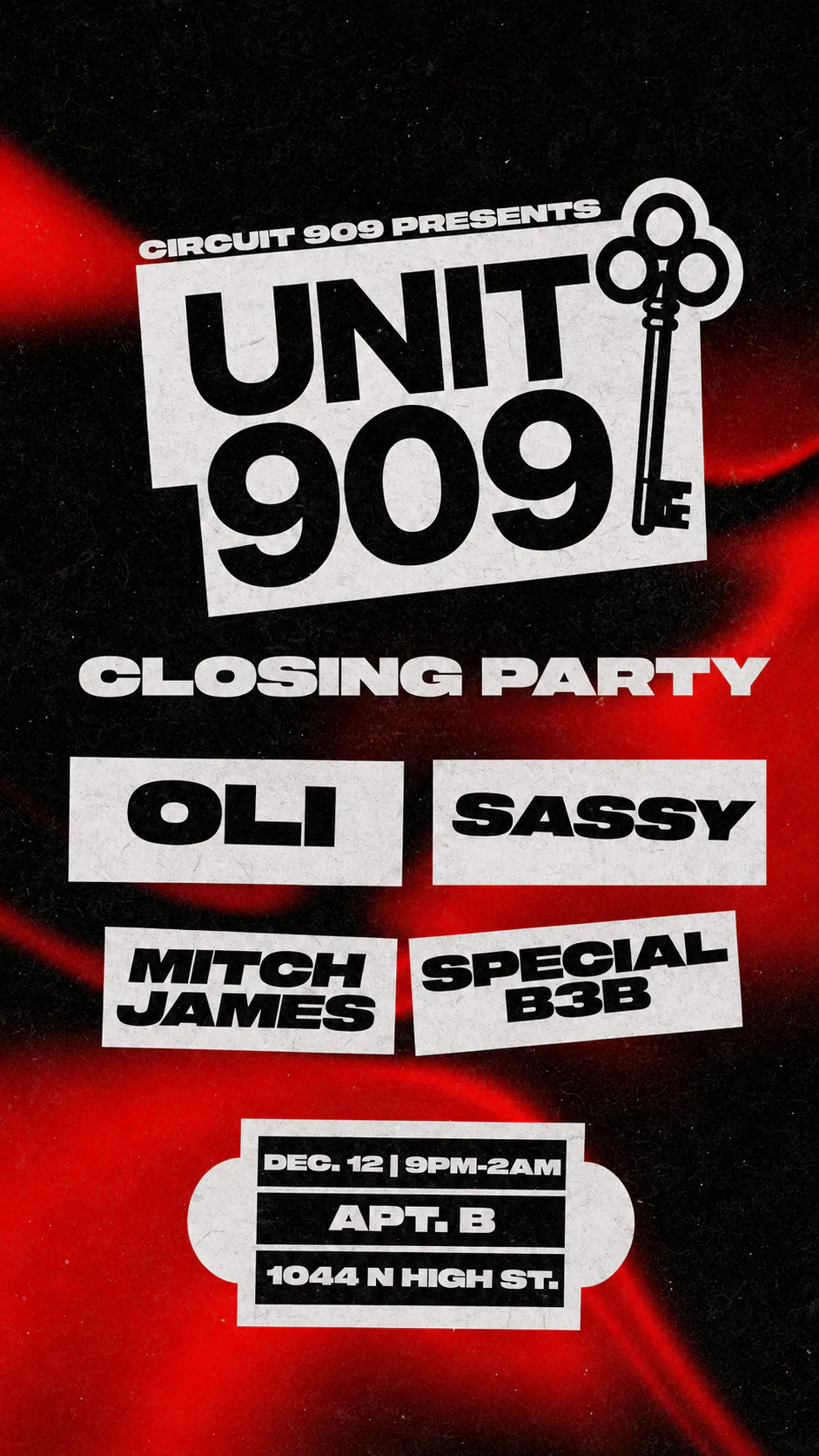 Unit 909 — event flyer
