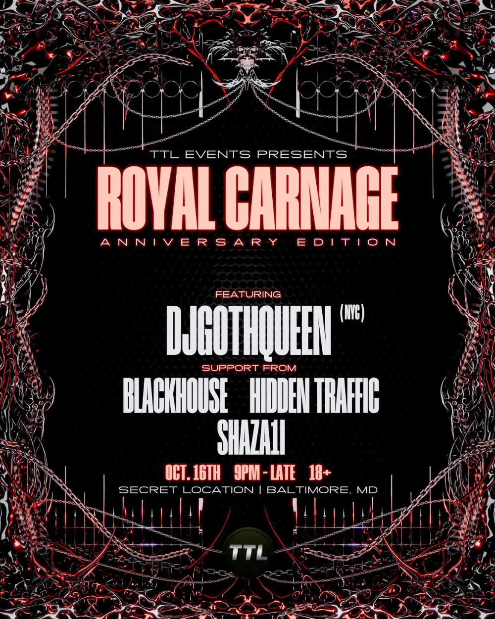 TTL150 - ROYAL CARNAGE — event flyer
