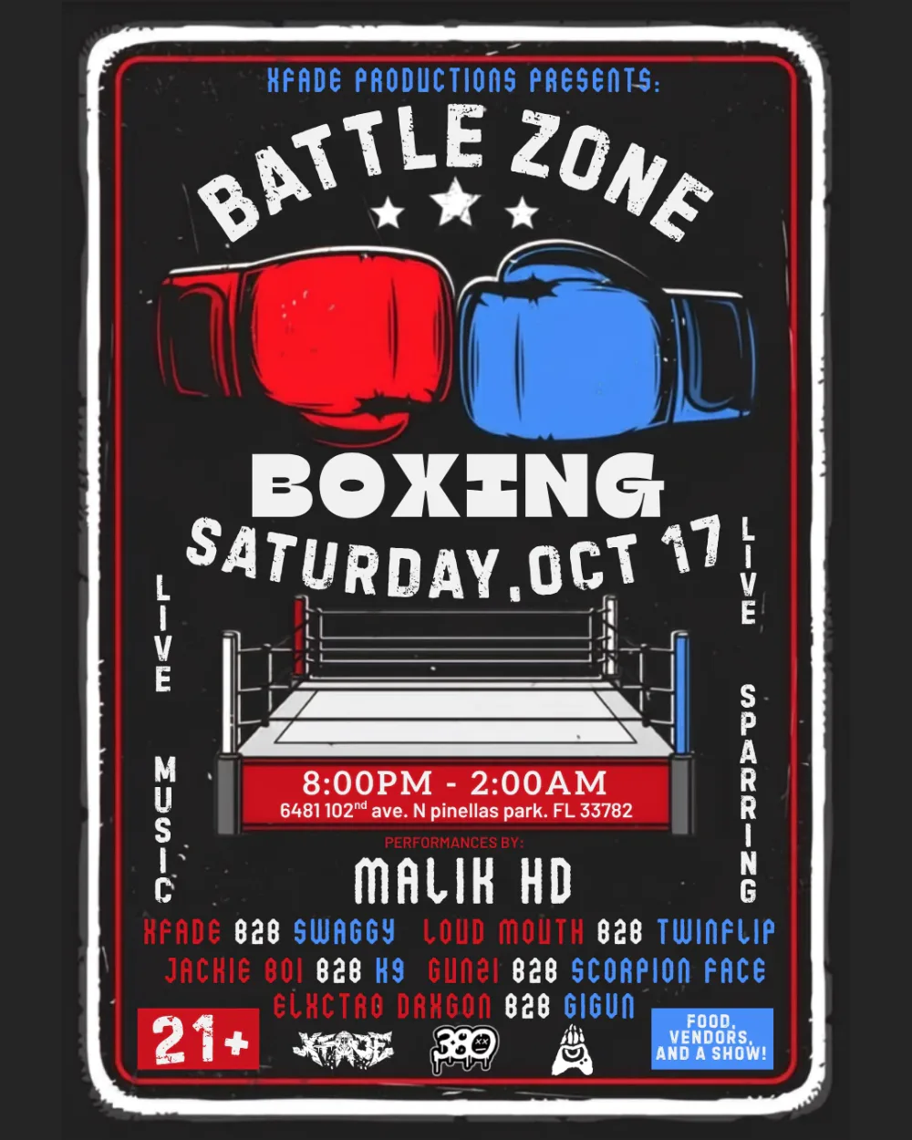 Battle Zone Boxing and Bass — event flyer