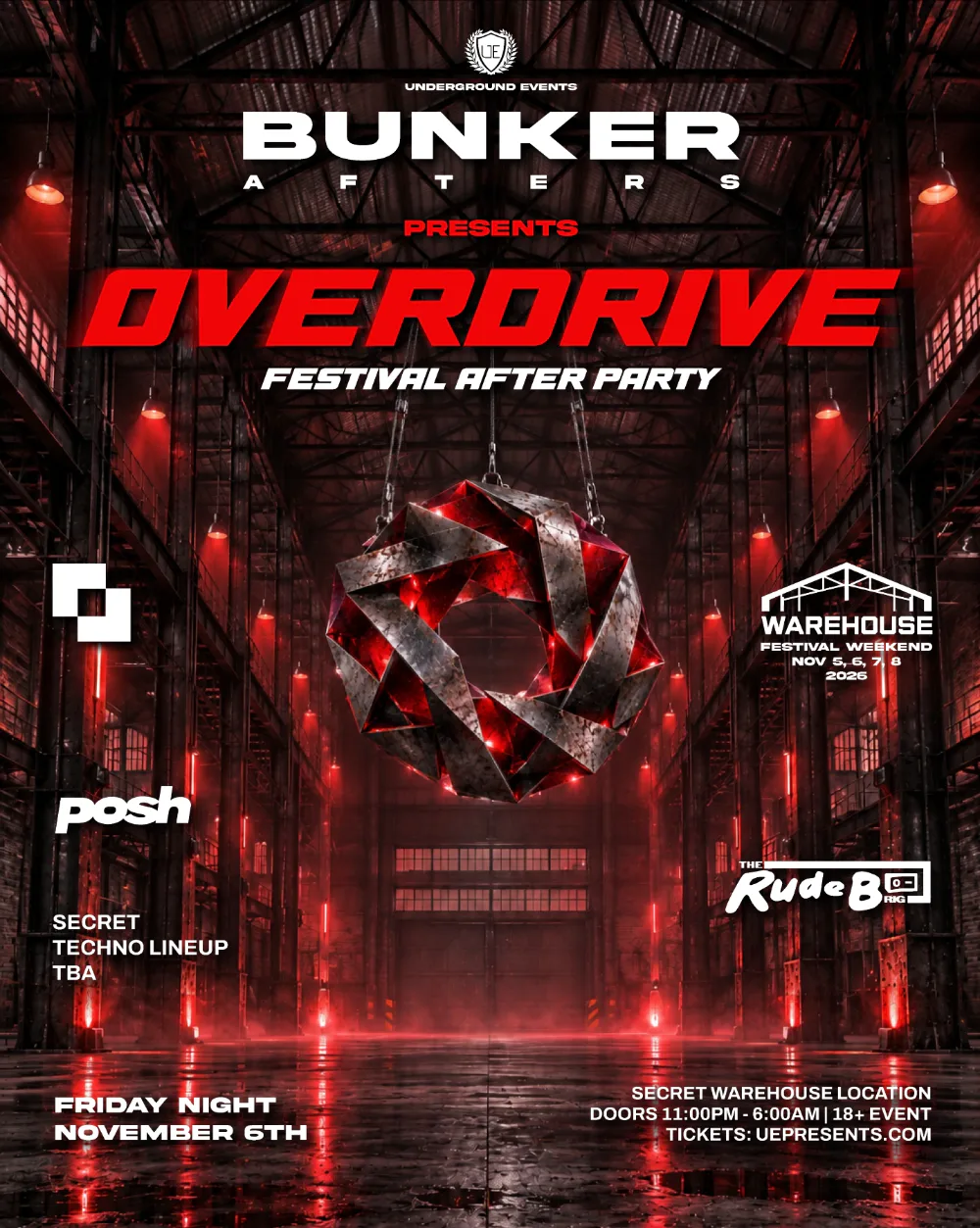 Bunker Afters Presents - OVERDRIVE - Festival After Party | Friday, Nov 6th artwork